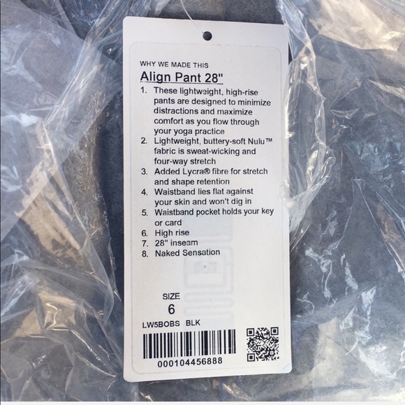 NWT Lululemon Align HR Pant 28” size 6 - Picture 2 of 5